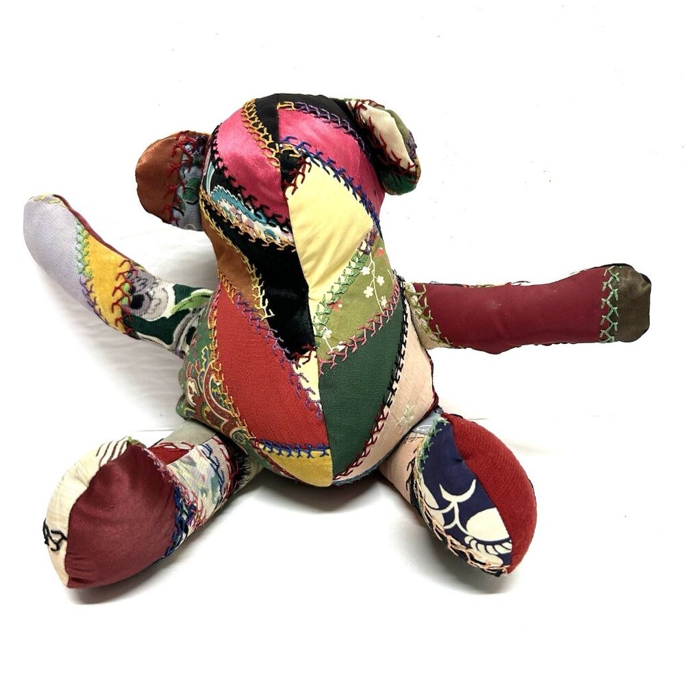 VTG Quilted Patchwork Stuffed Teddy Bear Made Especially For You By Hales Jointe